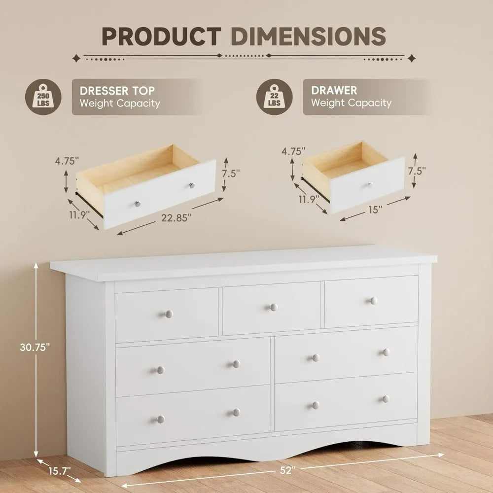 Dresser With TV Stand And Storage Drawers For Bedroom