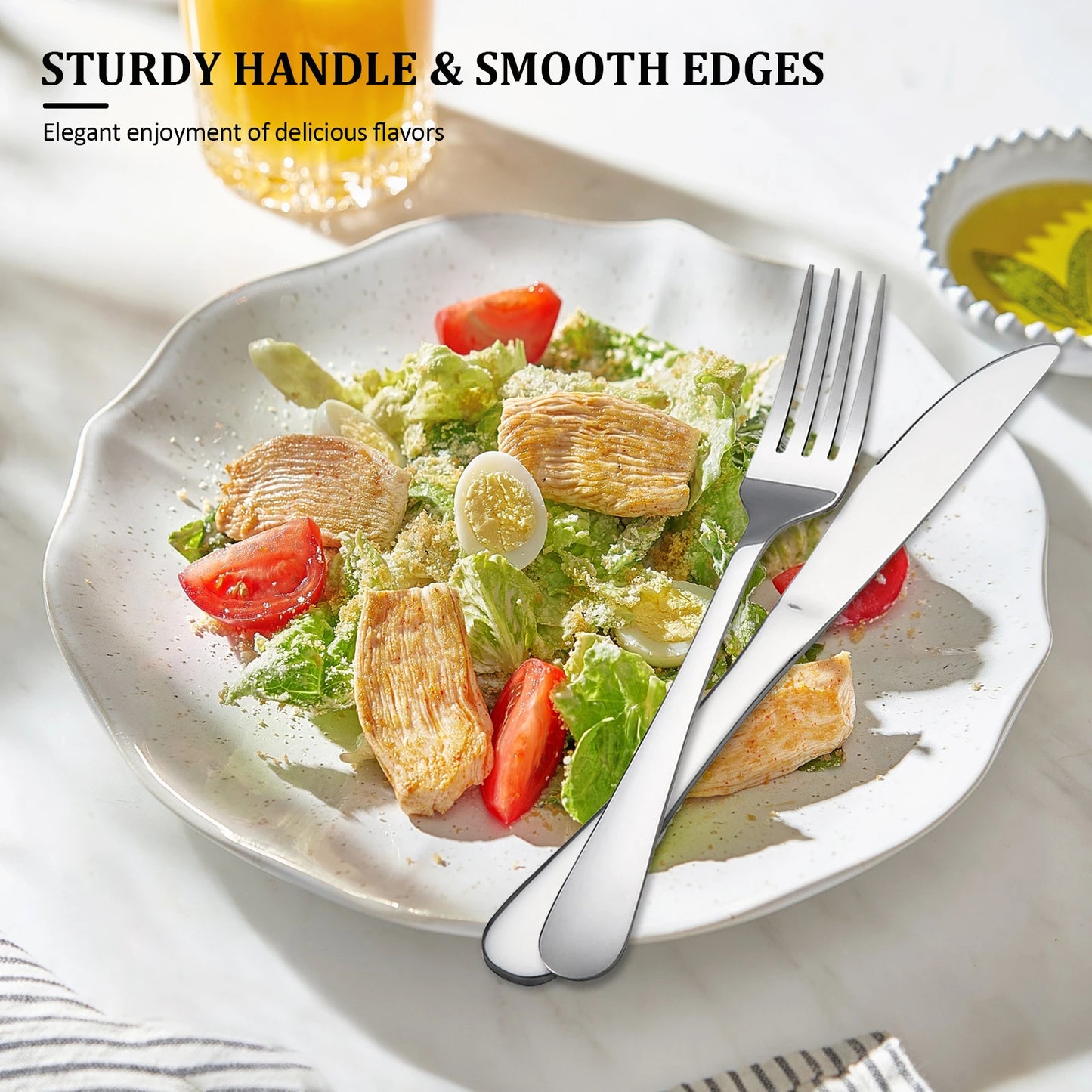 HANSMART Stainless Steel Flatware Set Mirror Polished Dinner Cutlery