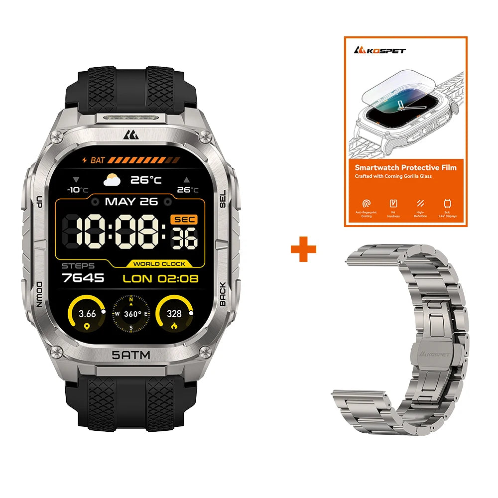 Kospe Tank M4C Rugged Smartwatch For Men With GPS Waterproof