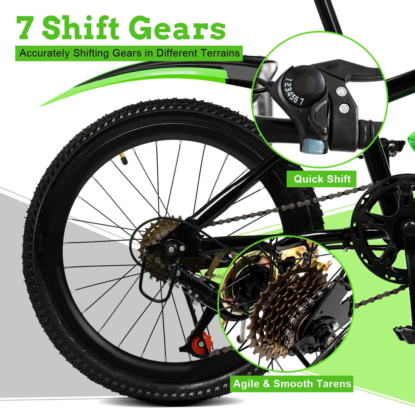 7 Speed Mountain Bike For Kids Unisex All Terrain Bike