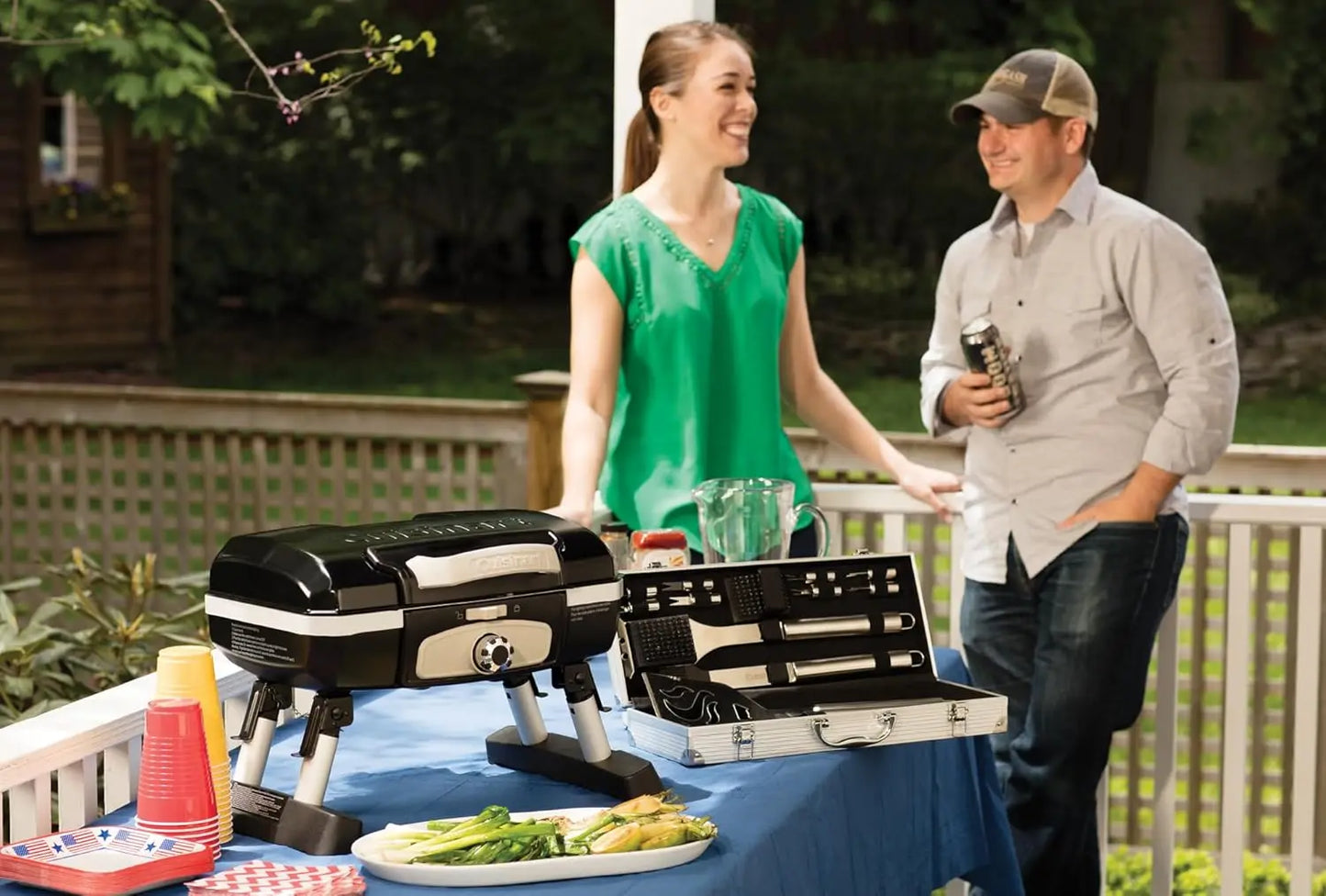 Gas Portable Tabletop Grill 5500 BTU Folding Burner For Camping