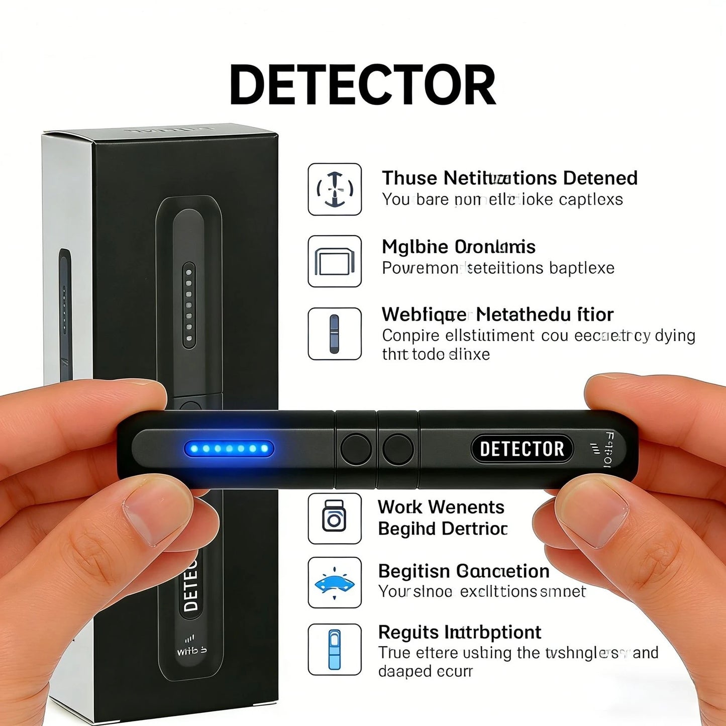 YJ1 Privacy Detector With Emergency Lighting Anti Eavesdropping Portable Battery