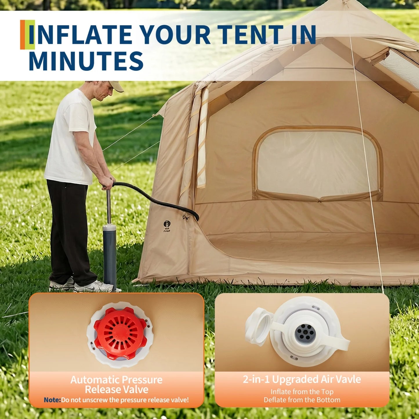 HiMiss Inflatable Camping Tent For Outdoor Weather Resistant Shelter