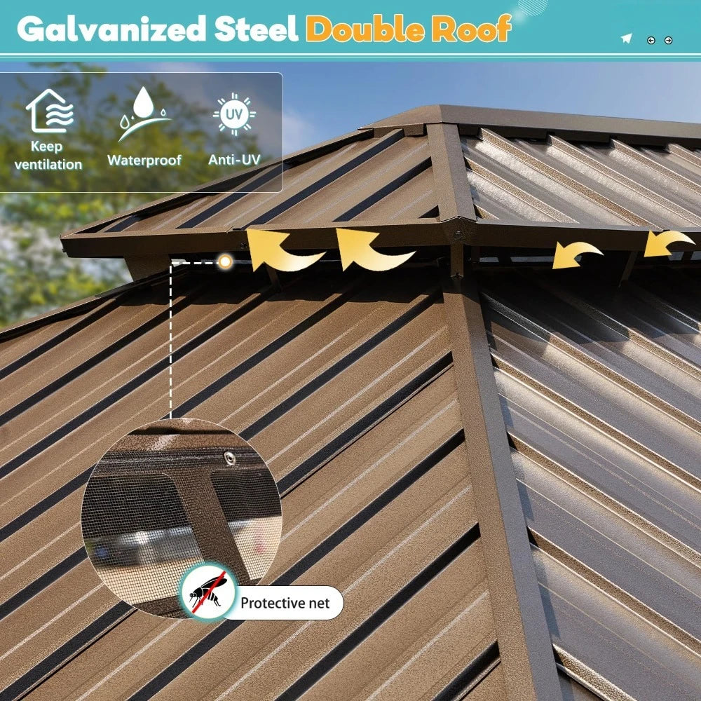 Hardtop Gazebo With Aluminum Frame And Double Galvanized Roof