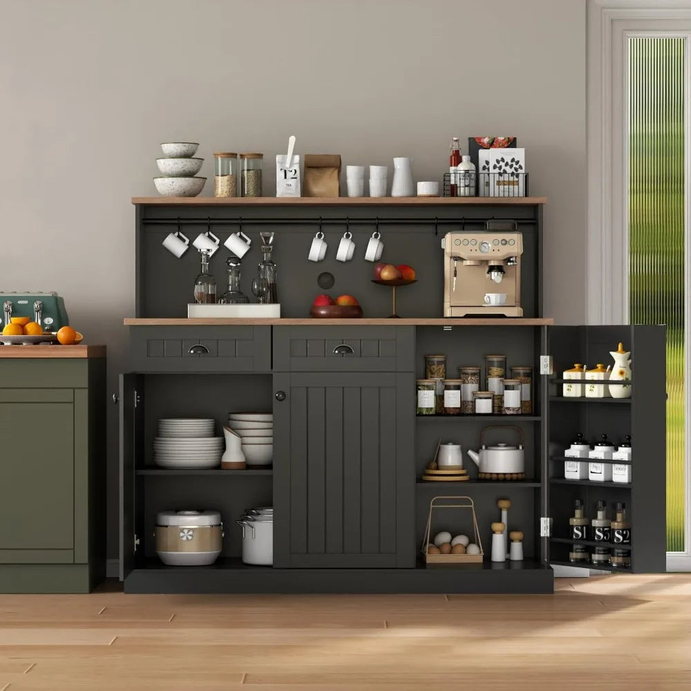 Sideboard Buffet Cabinet With Drawers Adjustable Shelves Farmhouse Kitchen Pantry
