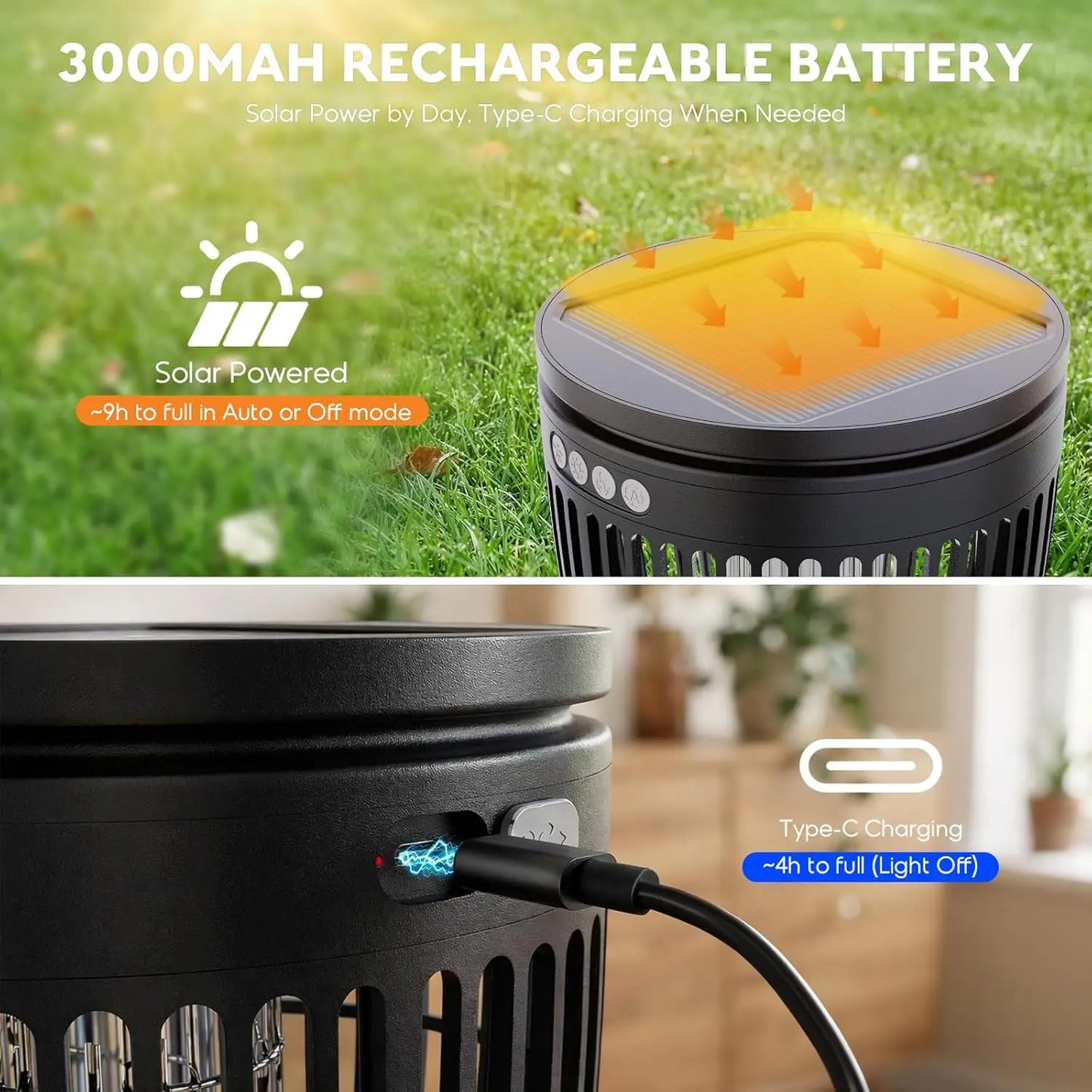 Solar 3 In 1 Mosquito Zapper With Flame AndRgb Yard Lighting