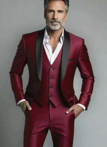 Men's Formal Suit Jacket Vest Pants Wedding Groom Professional Style