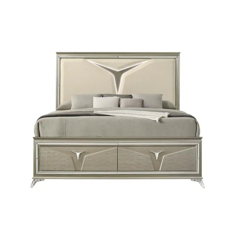 Modern Queen 5 Piece Bedroom Set LED Headboard With Frame