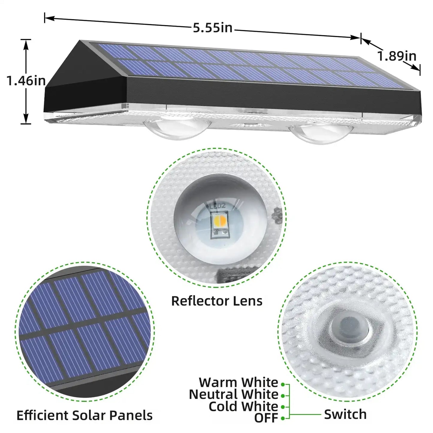 SZRSTH Solar Fence Lights Outdoor IP65 3 Modes 6 Pack
