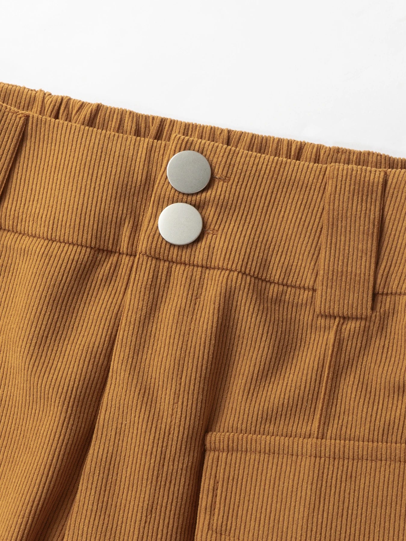 Women High Waist Corduroy Wide Leg Pants Pockets Casual Streetwear