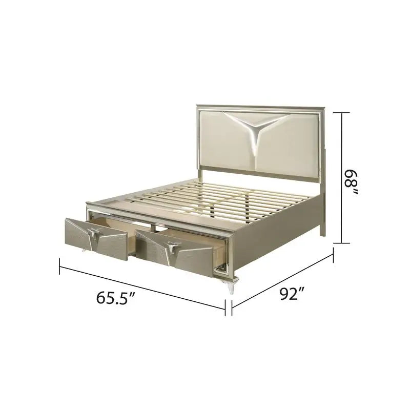 Modern Queen 5 Piece Bedroom Set LED Headboard With Frame
