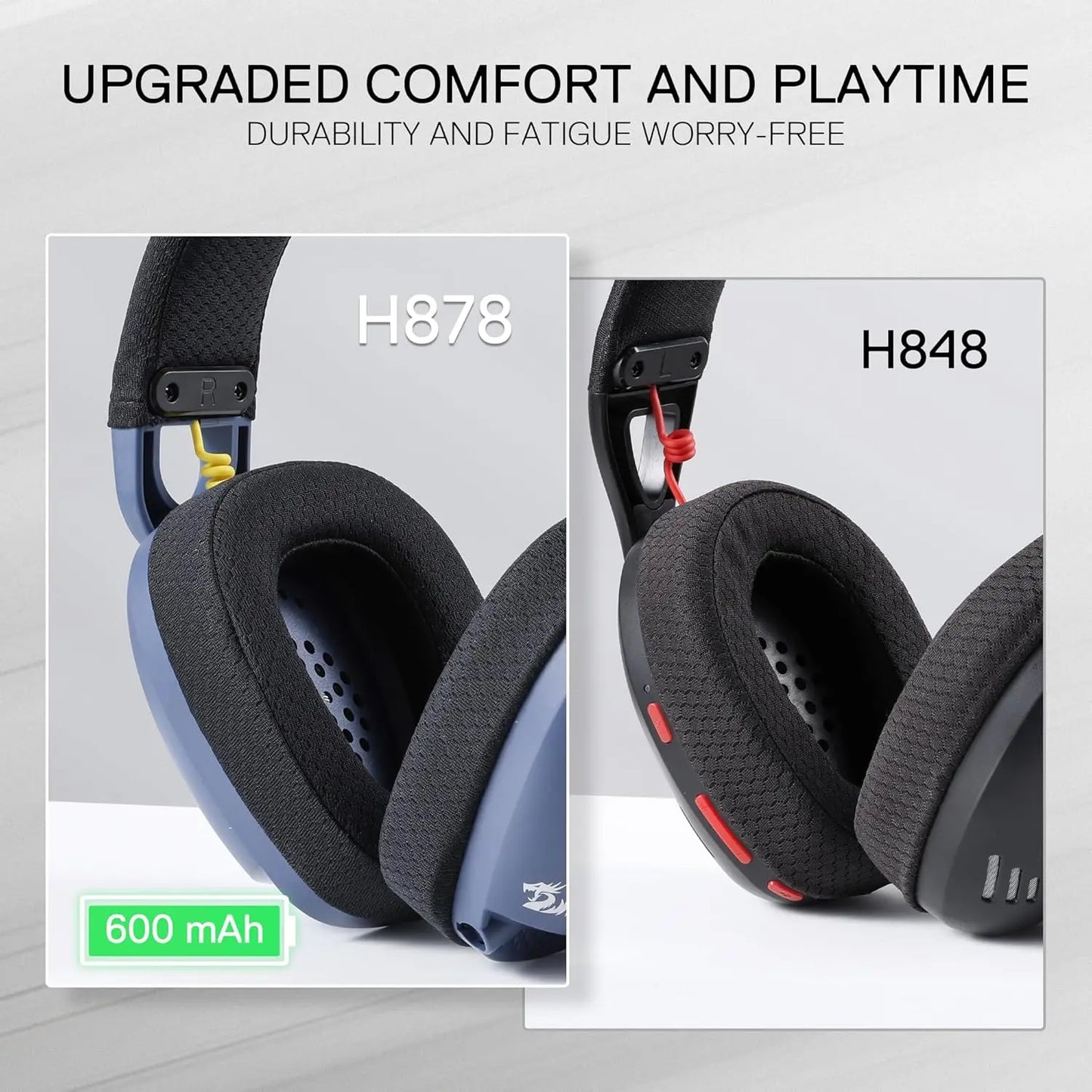 Redragon H878 Gaming Headset Wireless 2.4Ghz Bluetooth Compatible
