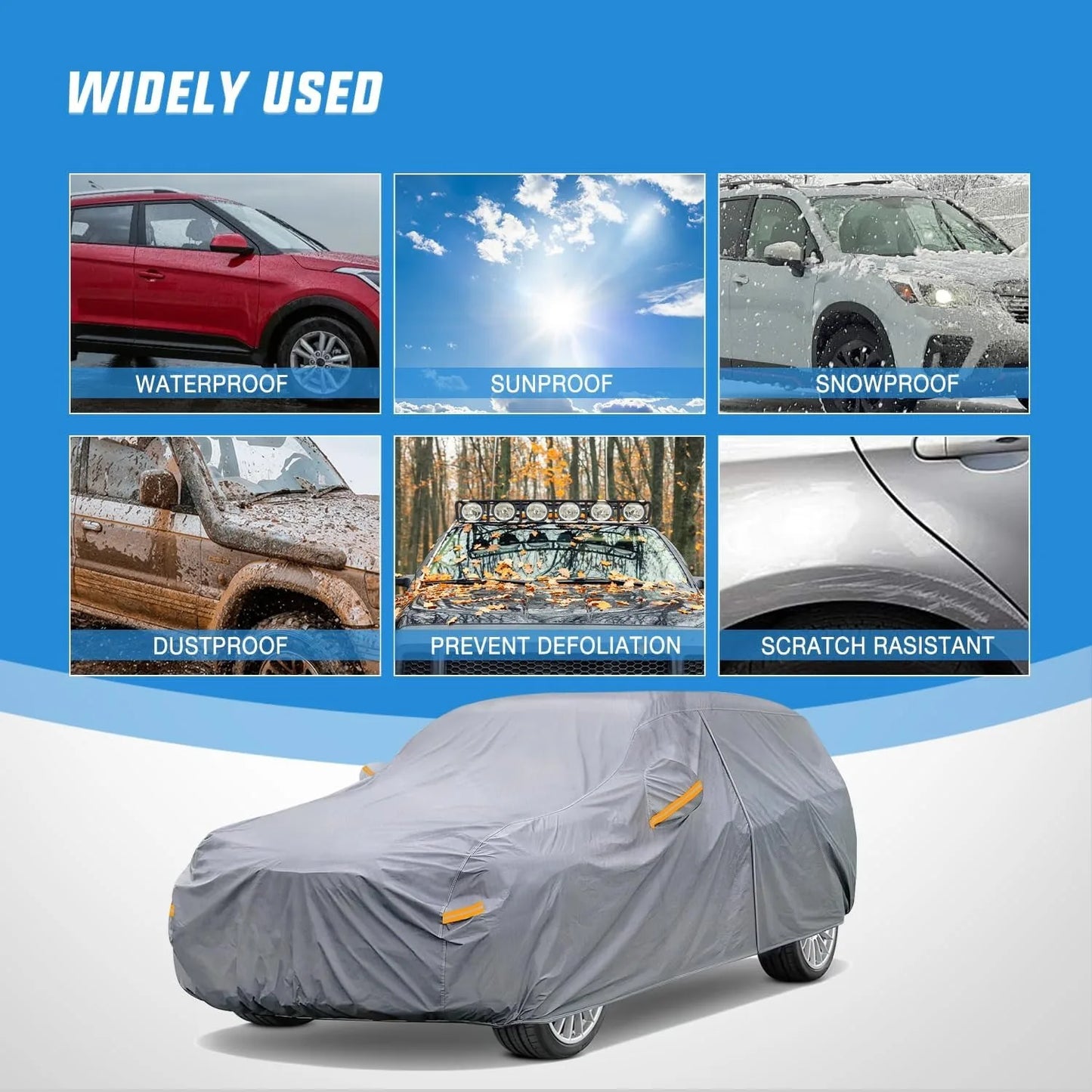 Heavy Duty Waterproof Universal Car Cover With Cotton Lining