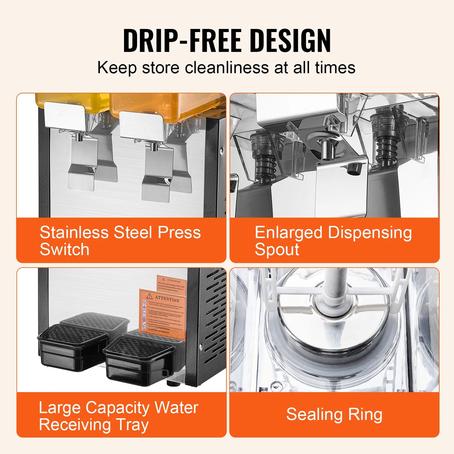 SucceBuy Commercial Beverage Dispenser Stainless Steel
