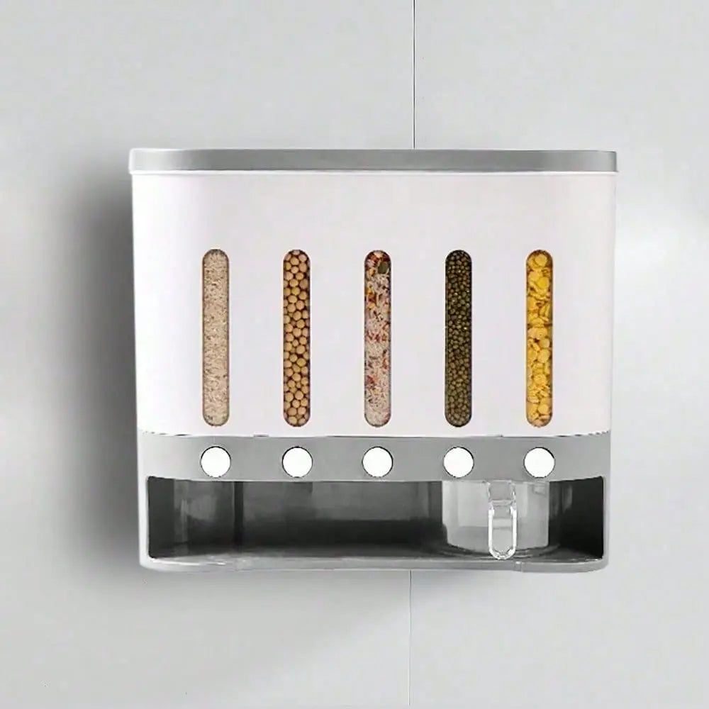 Dry Food Dispenser Container With Five Compartments Rice Storage