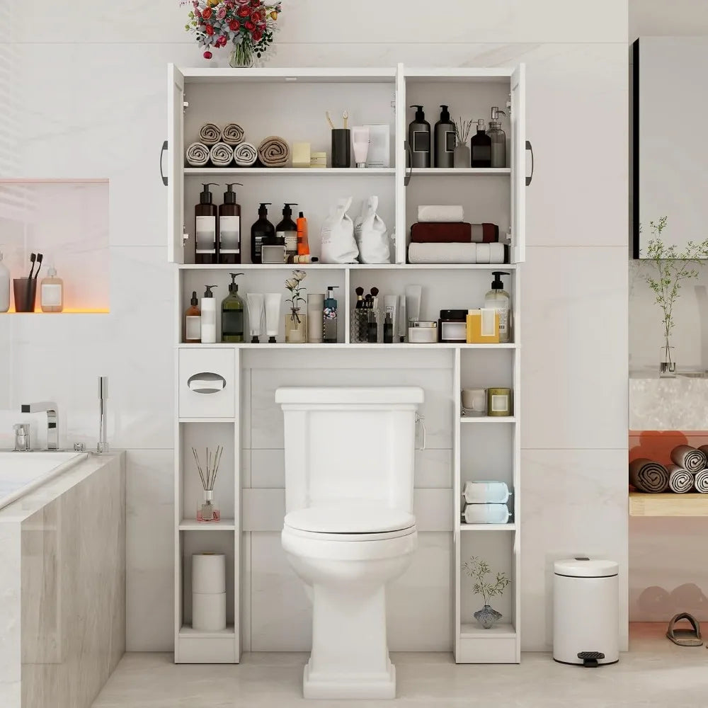 Farmhouse Over Toilet Storage Cabinet With Barn Doors