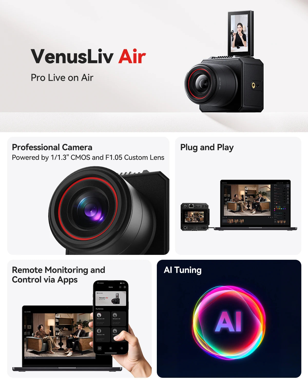Hollyland VenusLiv Air Live Streaming Camera 4K30 For Video Recording