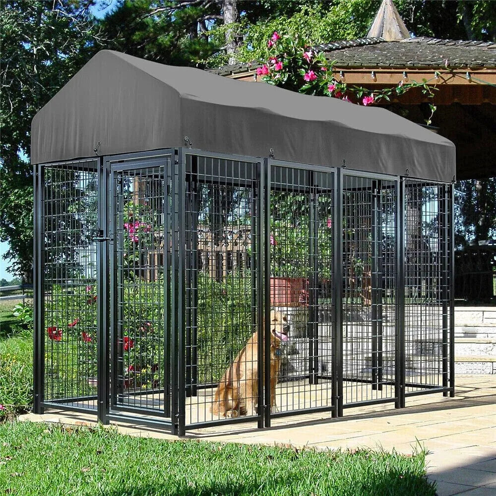 BORWART Heavy Duty Dog Kennel Welded Metal Playpen Roof Cover