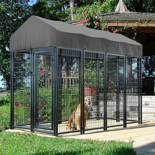 BORWART Heavy Duty Dog Kennel Welded Metal Playpen Roof Cover
