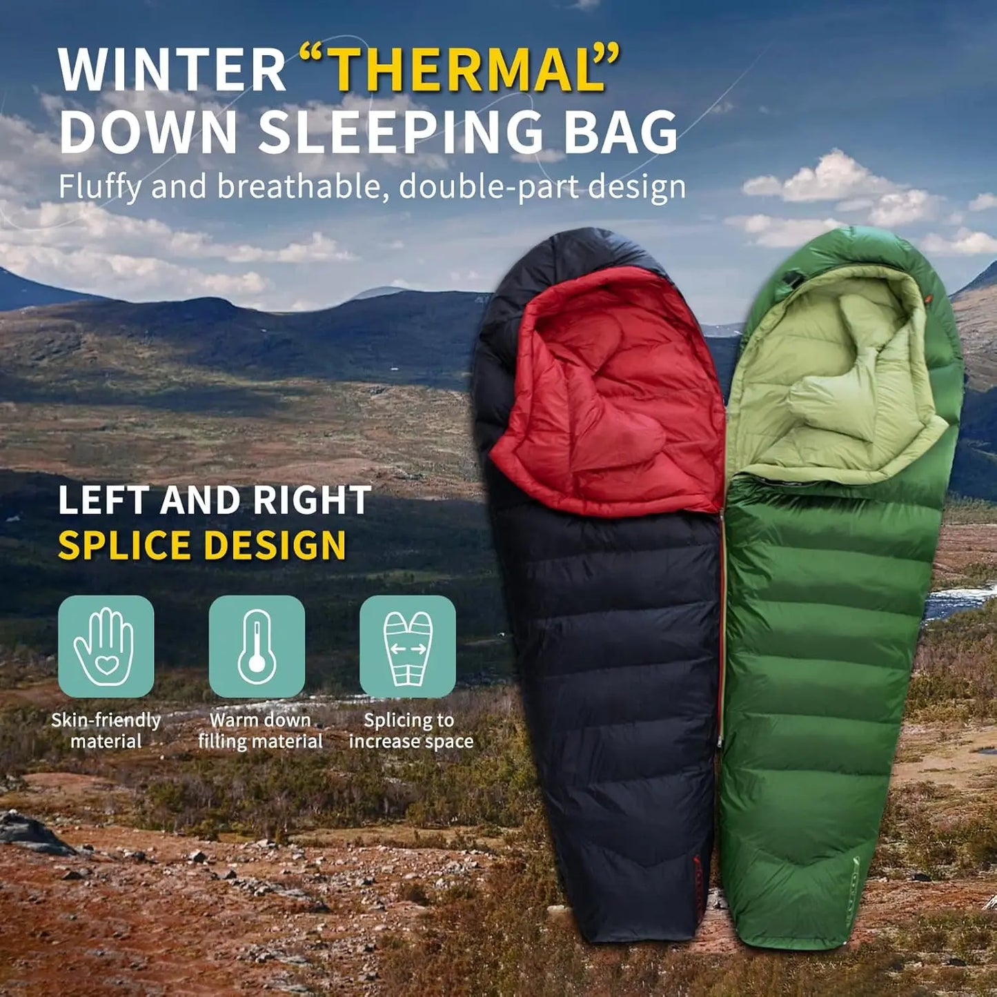 Ultralight Down Sleeping Bag With Compression Sack For Camping