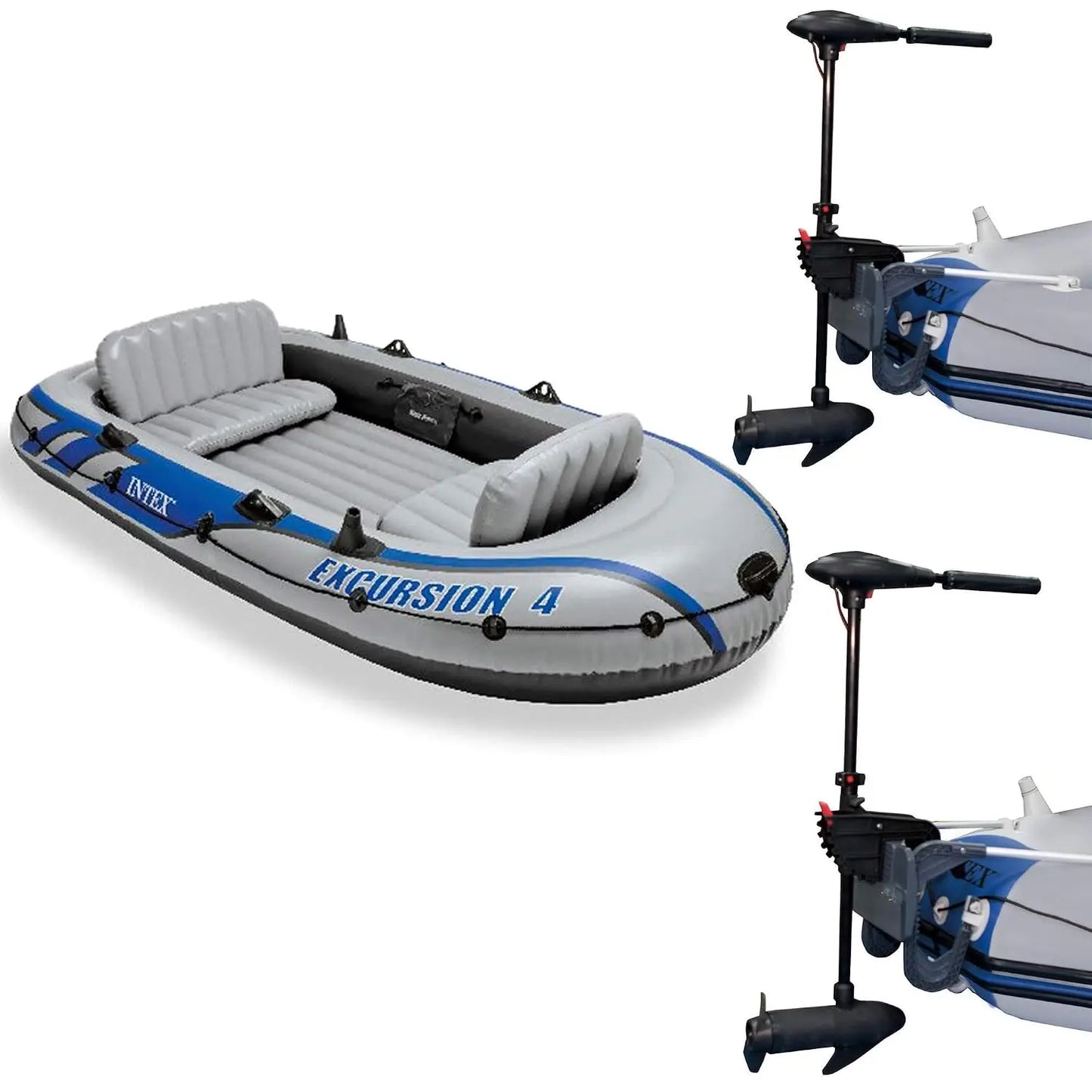 Intex Excursion 4 Inflatable Boat Set With Trolling Motors