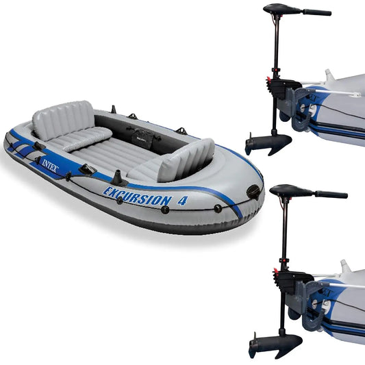 Intex Excursion 4 Inflatable Boat Set With Trolling Motors