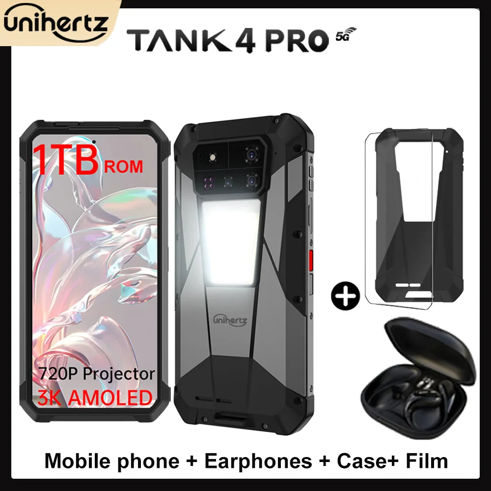 Unihertz Tank 4 Pro Android Smartphone With 720P Projector