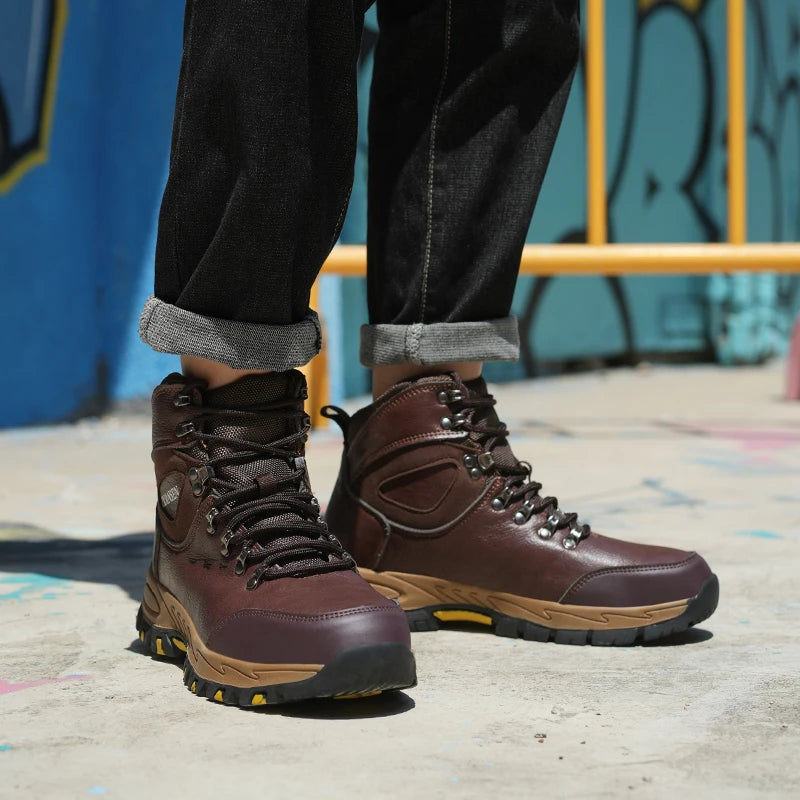 VEIGAR Waterproof Leather Safety Work Boots Anti Puncture Industrial Men
