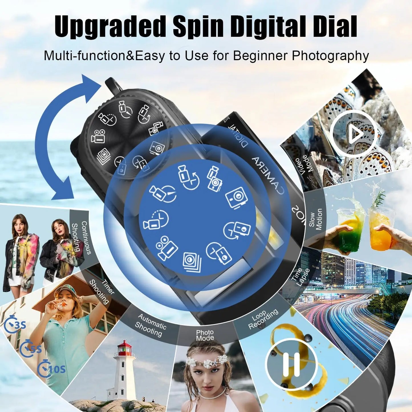 4K Digital Camera With 16X Zoom 64MP WiFi Auto Focus Flip Screen