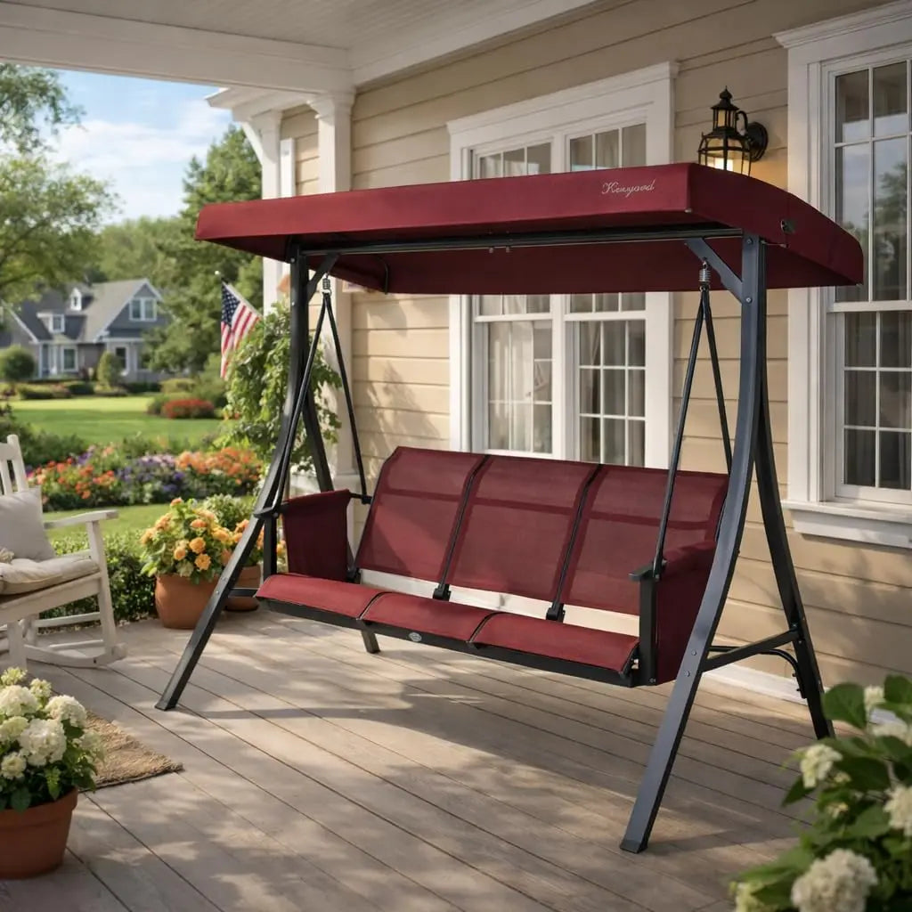 XIAOLANG Outdoor Porch Swing Glider With Adjustable Canopy And Steel Frame