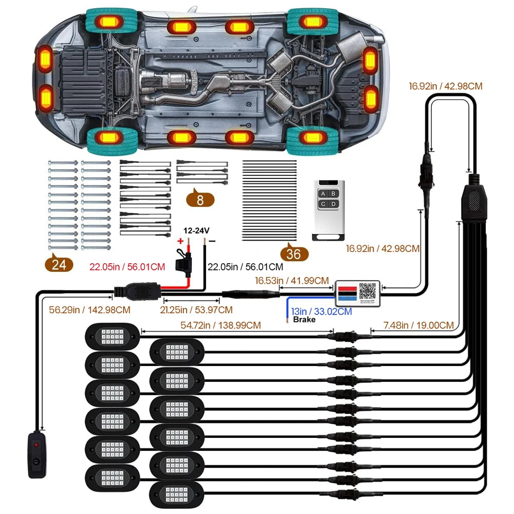Yilaie 12V LED Underbody Chassis Lights With App Control