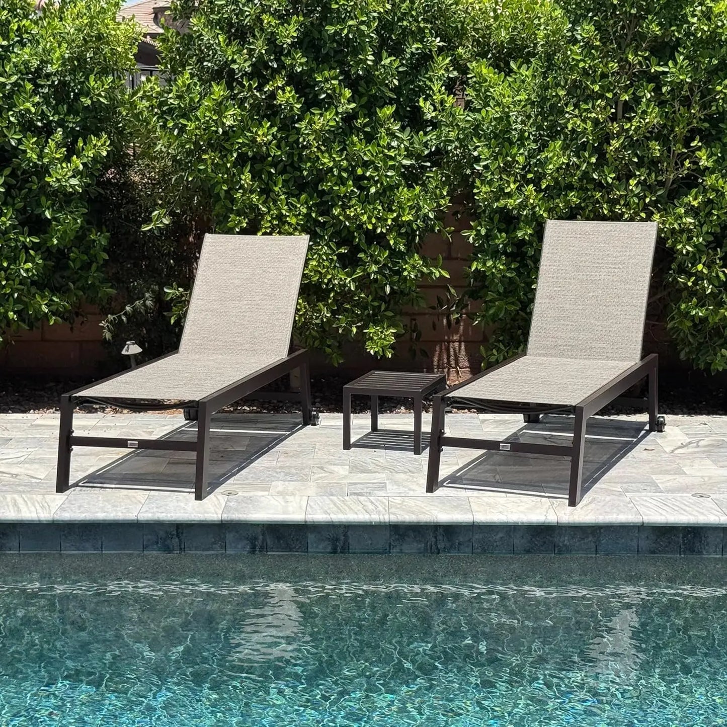 XIAOLANG Outdoor Chaise Lounge Set With Adjustable Backrest And Wheels