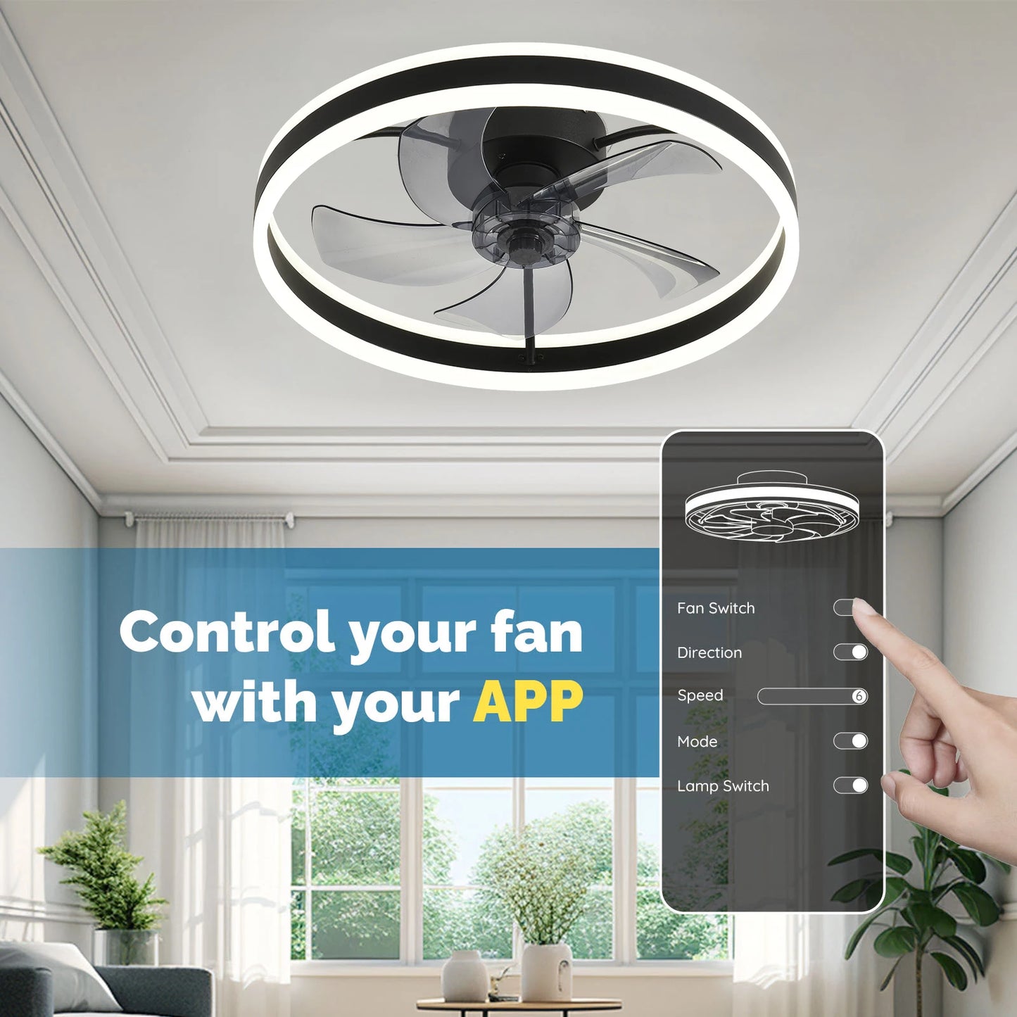 Orison Modern Flush Mount Ceiling Fan With Remote LED Light