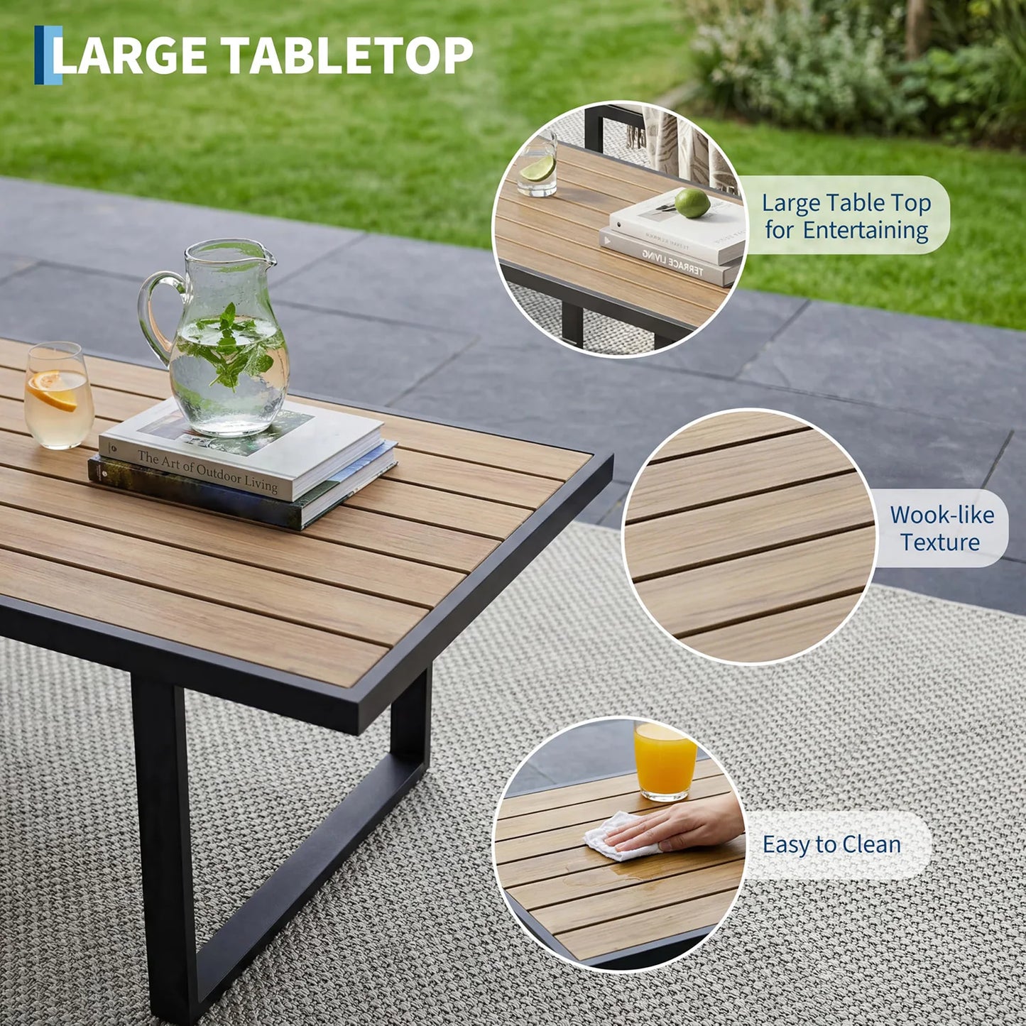 HobbyLane Modern 4-Piece Outdoor Patio Furniture Set With Coffee Table