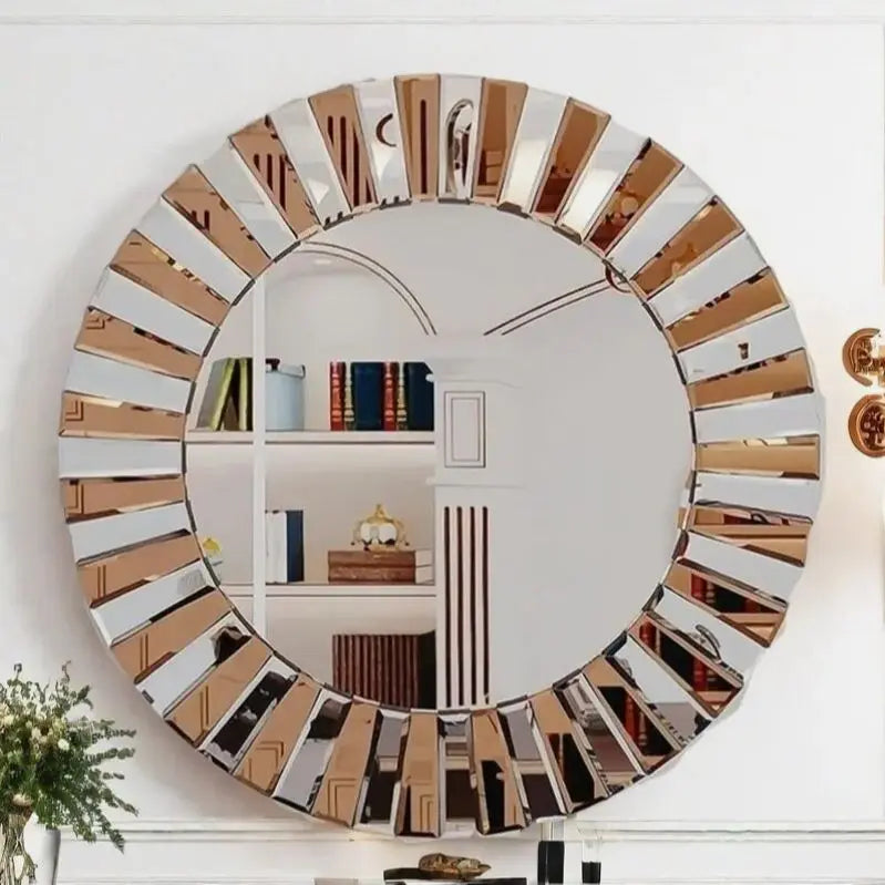 Round Starburst Wall Mirror Decor For Living Room Elegance