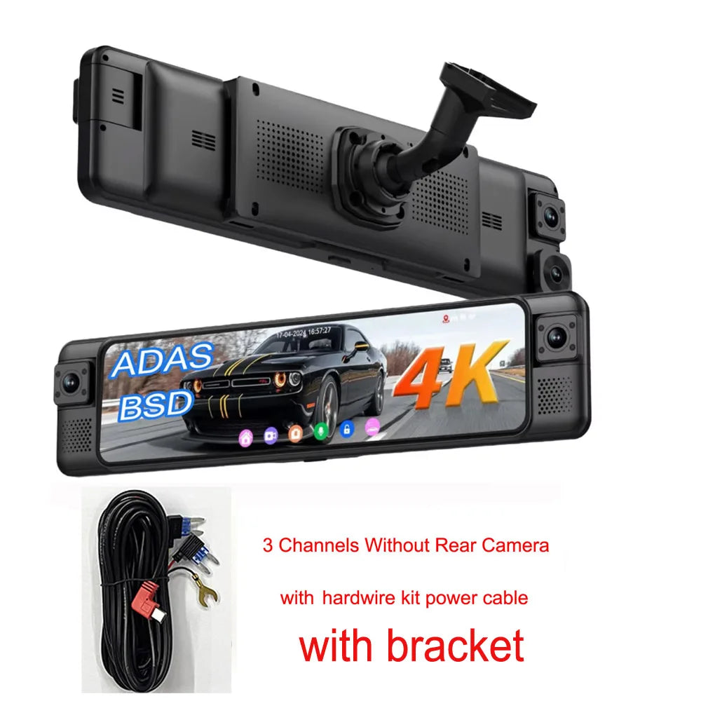 SZshufen 4K Mirror Dash Cam With WiFi GPS ADAS Rearview Mirror