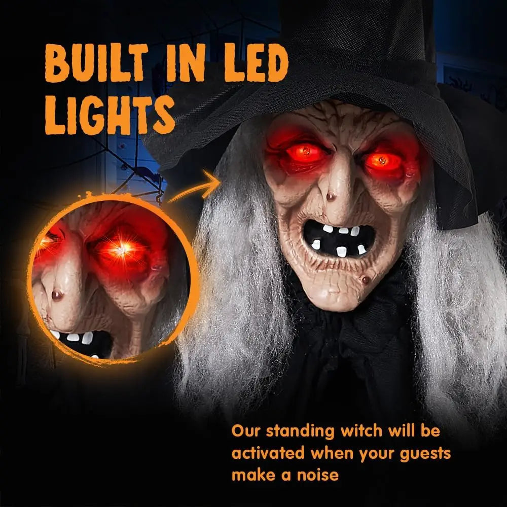 Joyfy Animated Witch Halloween Prop With Sound And Glowing Eyes