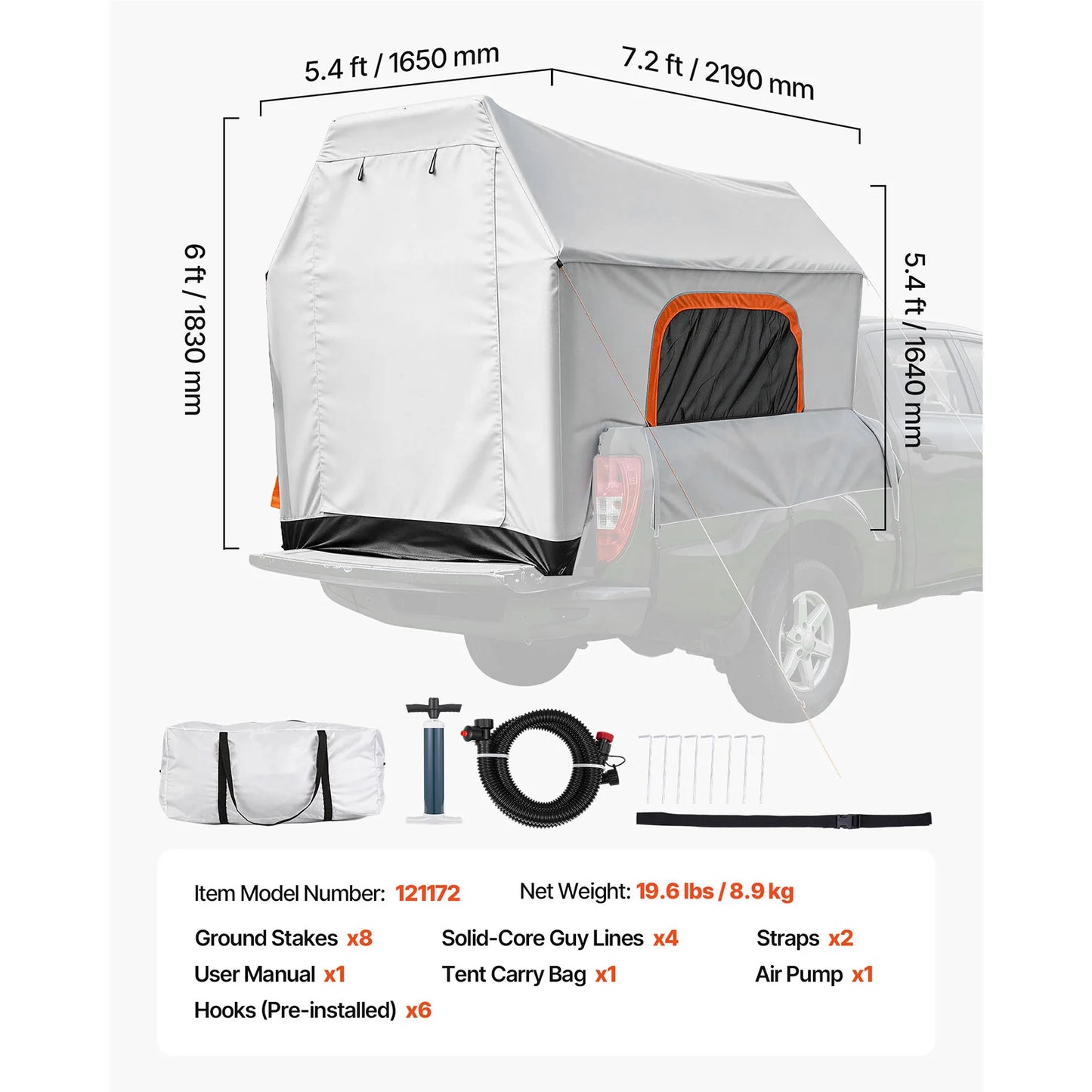 SucceBuy Inflatable Truck Bed Tent With Breathable Mesh Windows