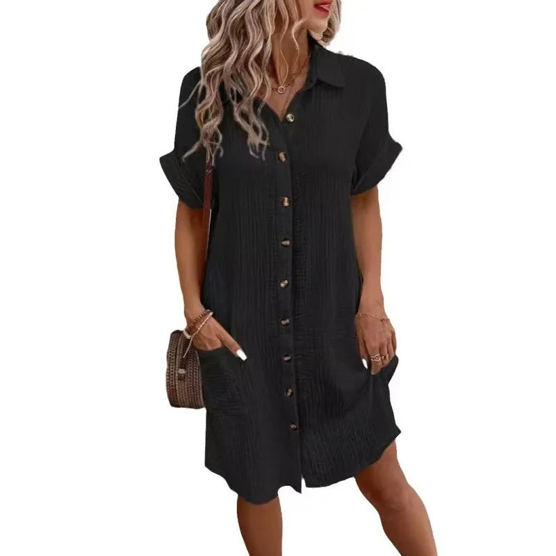 Hallolilla Women Casual Loose Short Sleeve Fashion Stylish Dress