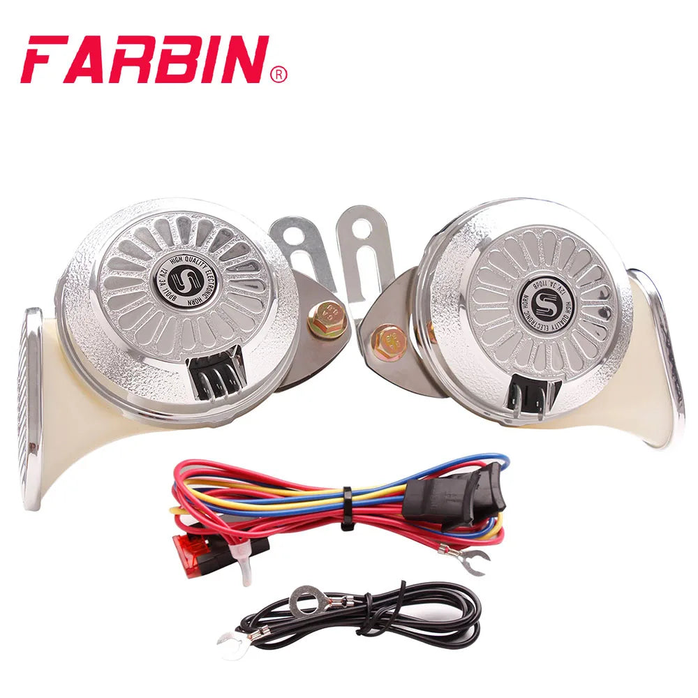 FARBIN 120dB Snail Three Tone Air Horn Kit