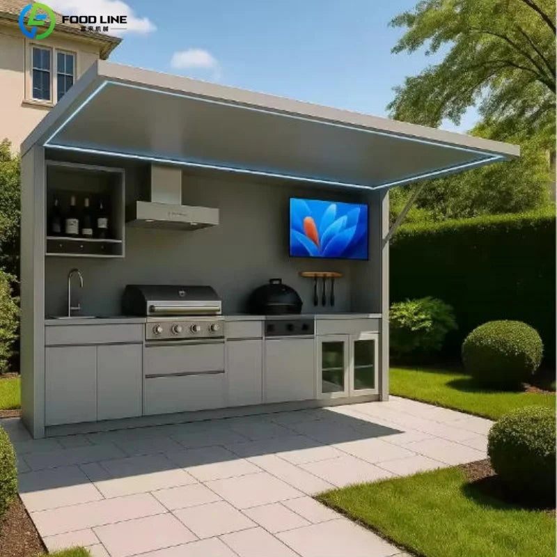 Foodline Stainless Steel Outdoor Kitchen With Sink And Fridge