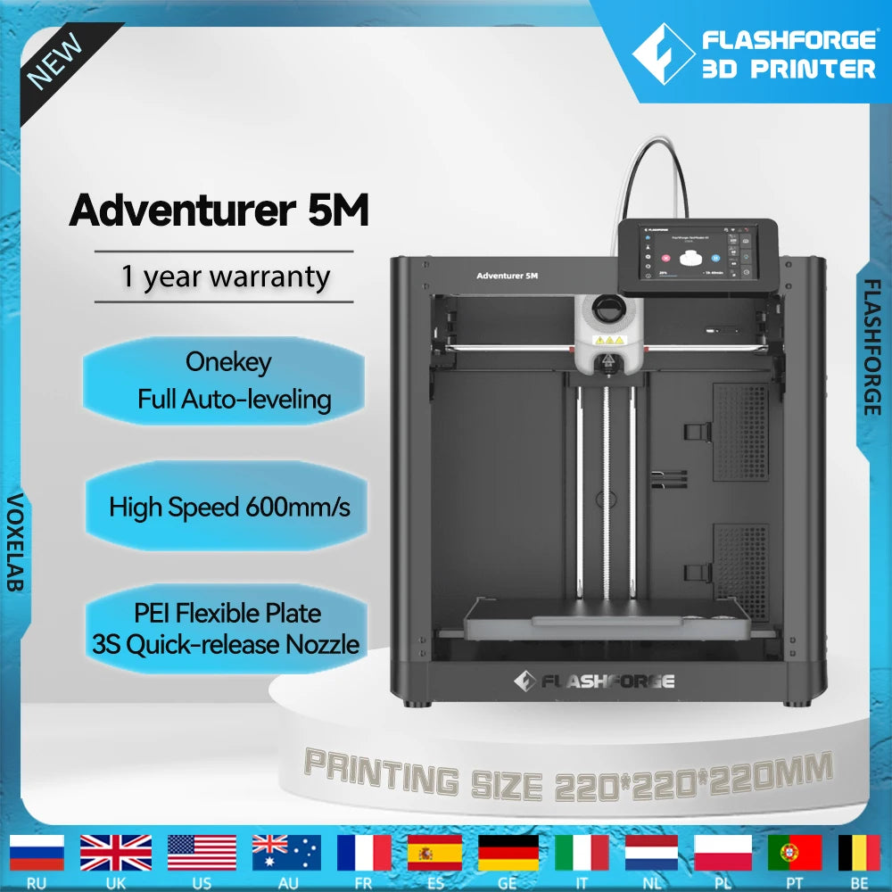 FlashForge Adventurer 5 3D Printer Auto Leveling Direct Extruder