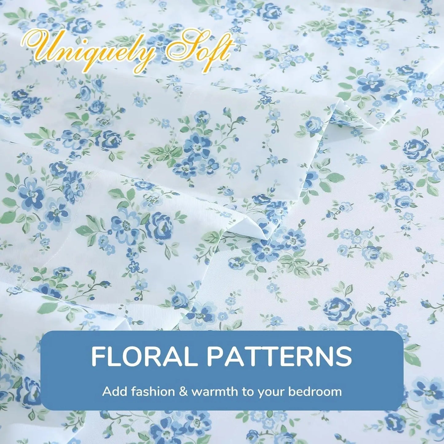 Blossoms Pattern 4-Piece Sheet Set Soft Breathable Wrinkle-Free Bedding