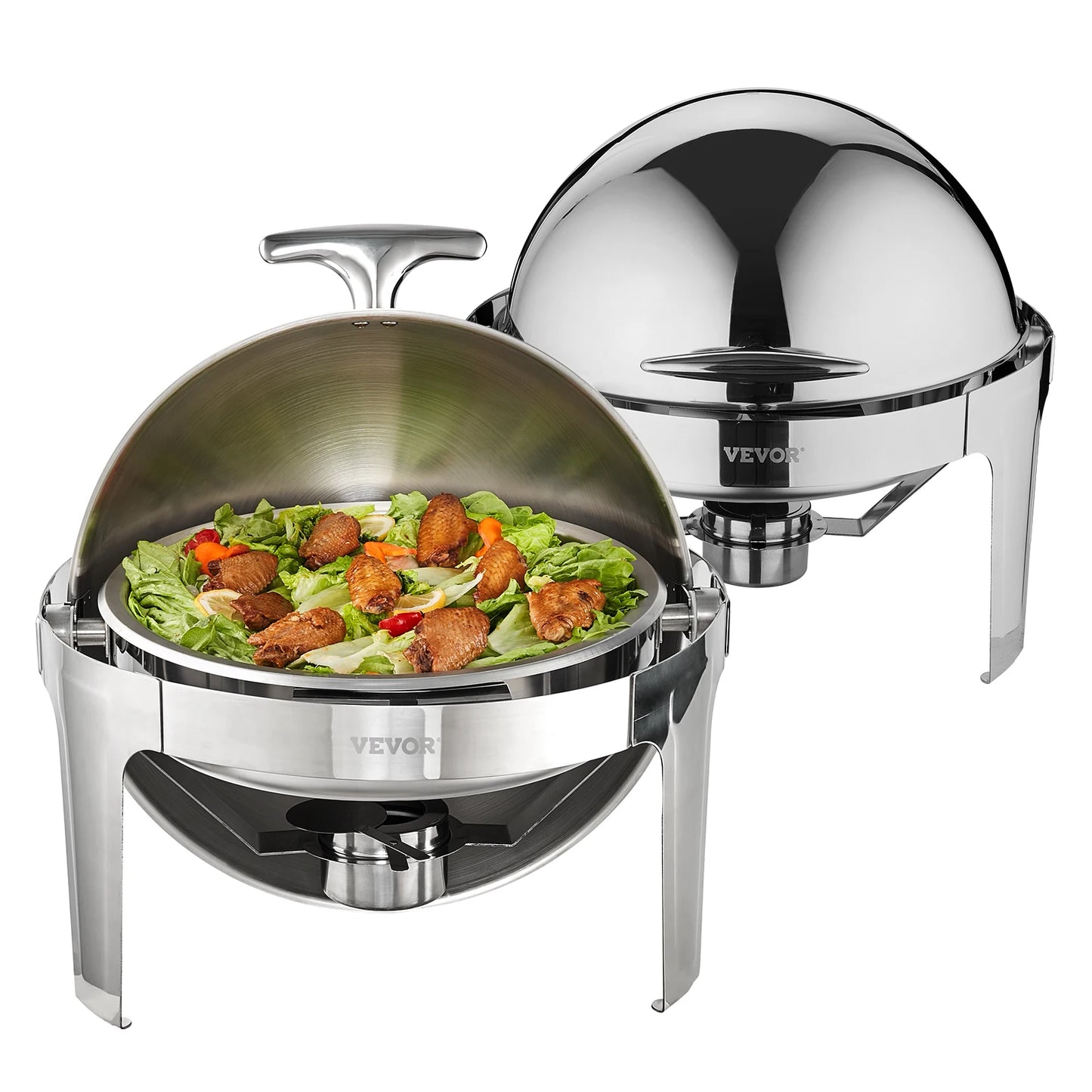SucceBuy Roll Top Chafing Dish Stainless Steel Buffet Set