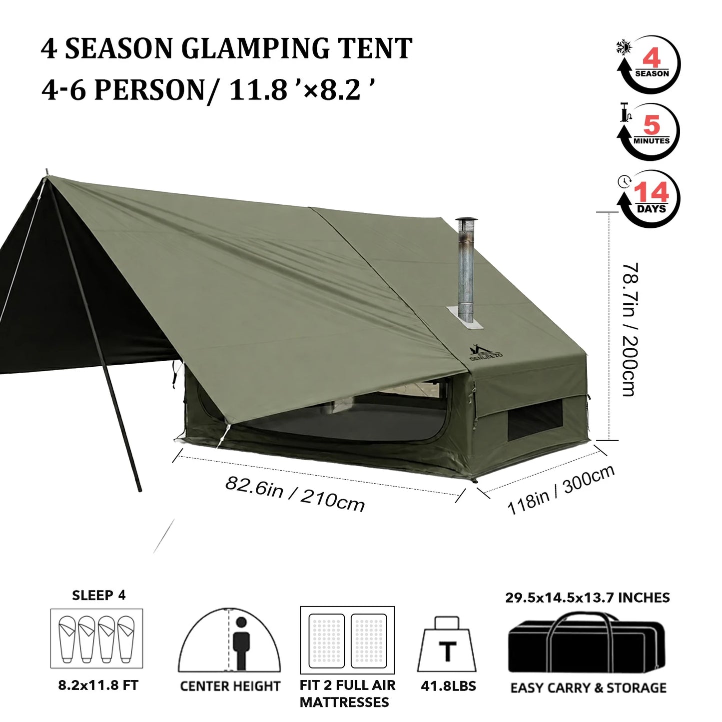 Senleeto Portable Inflatable Camping Tent with Skylight
