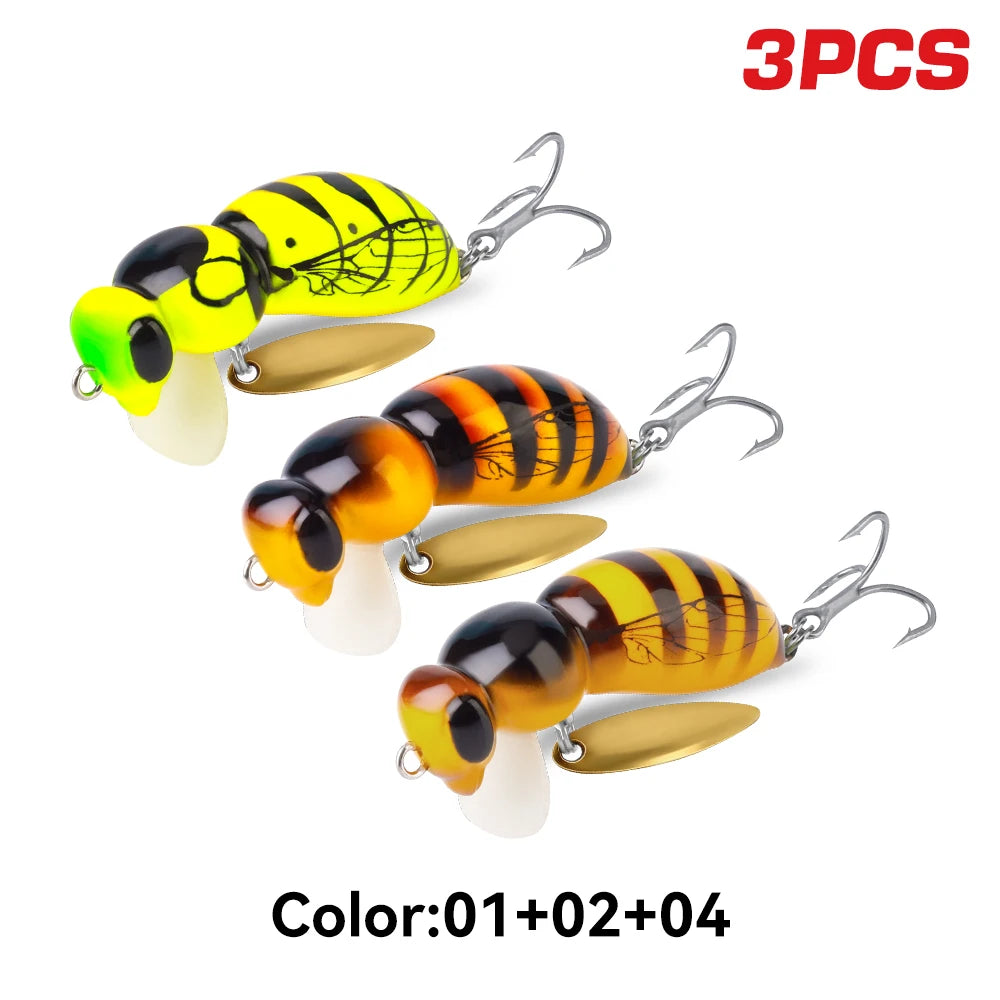 Kingdom Wasp Minnow Floating Fishing Lure With Spinner Hook