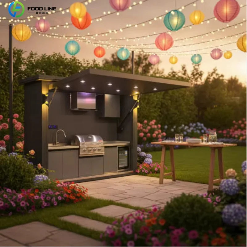 Foodline Stainless Steel Outdoor Kitchen With Sink And Fridge