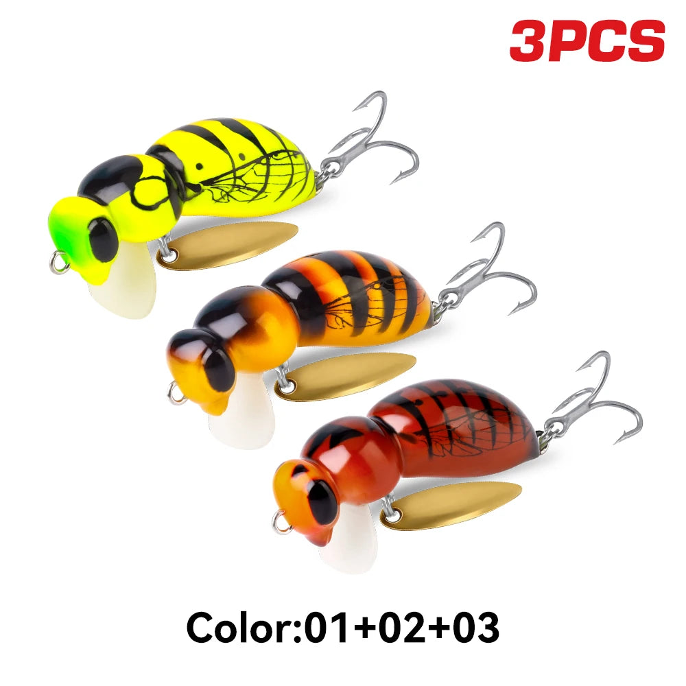 Kingdom Wasp Minnow Floating Fishing Lure With Spinner Hook