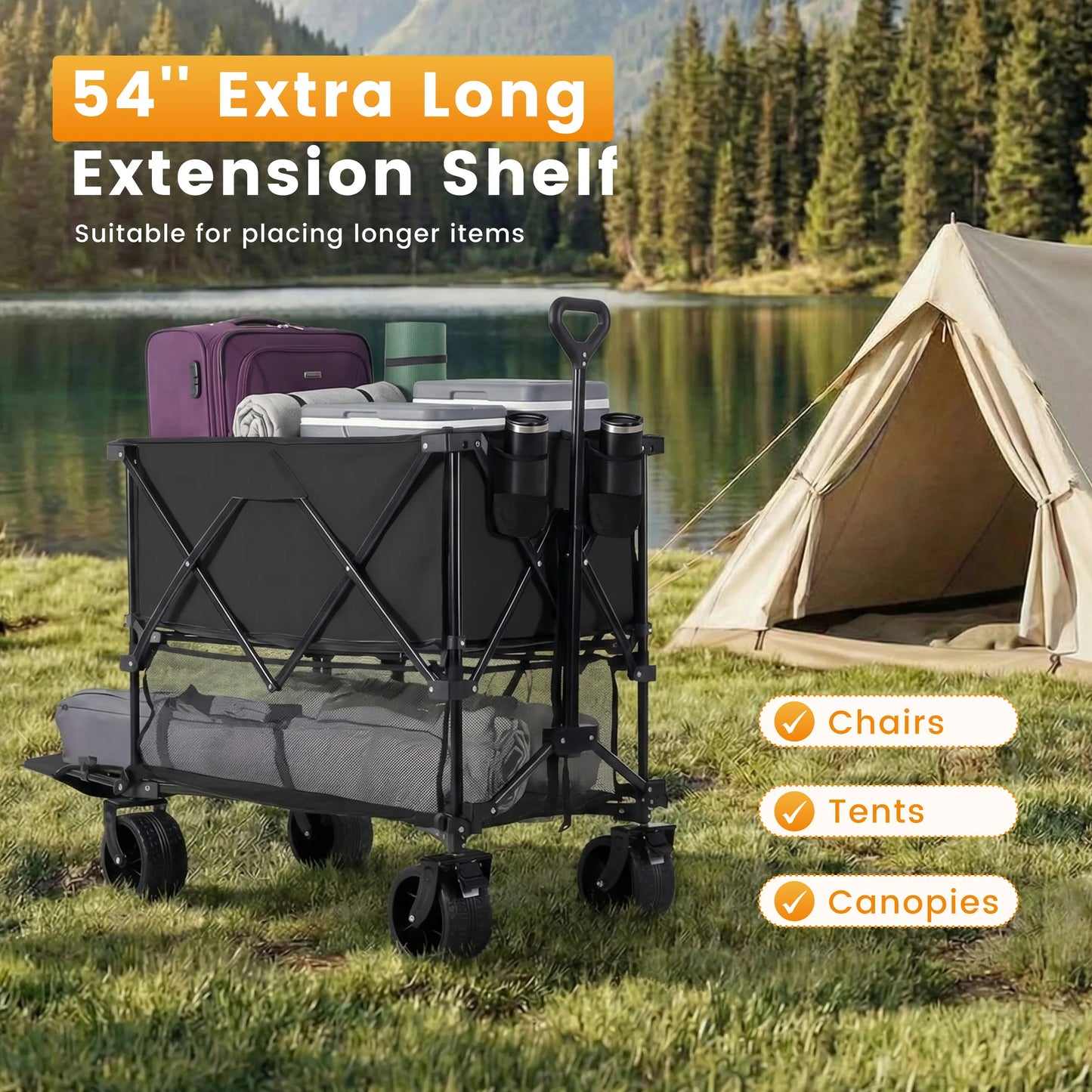 JHK Double Decker Wagon Collapsible Folding Cart Garden Beach Camping