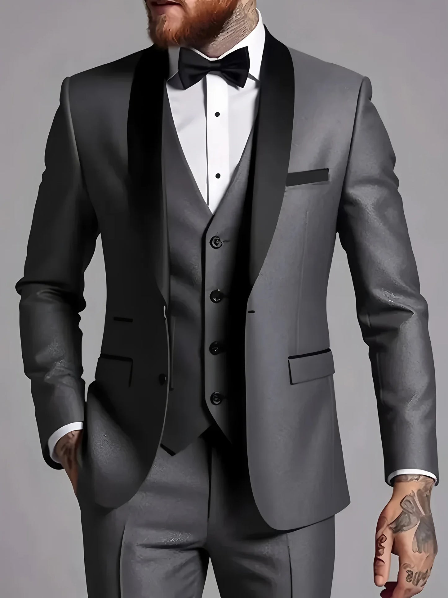 Men's Formal Suit Jacket Vest Pants Wedding Groom Professional Style